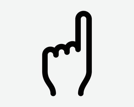 Number One Index Finger Outline Icon Top Point Pointer Gesture 1 Position Reach Direction Navigation Guide Raise Hand Arm First Up Upward Sign Symbol vector