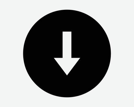 Round Down Arrow Icon South Point Circle Symbol Download Pointer Button Artwork Black White Graphic Downward Illustration Direction Navigation Path vector