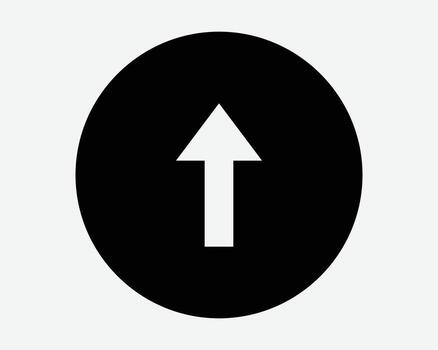 Round Up Arrow Icon North Point Circle Symbol Upload Pointer Button Artwork Black White Graphic Upward Illustration Direction Navigation Path vector