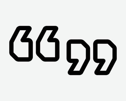 Speech Quote Outline Icon Opening Closing Quotation Mark Line Symbol Open Close Conversation Comment Dialog Dialogue Discussion Feedback Graphic Sign vector