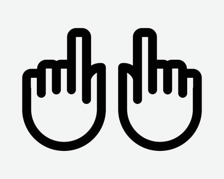 Two Hands Index Finger Point Up Icon 2 Fingers Pointing Upwards Worship Cheer Celebration Celebrate Happy Pointer Double Cursor Click Tap Touch Sign vector