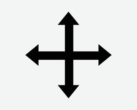 arriba abajo izquierda Derecha flechas icono cuatro camino flecha dirección posición ubicación 360 la licenciatura norte sur este Oeste Brújula navegación camino firmar símbolo gesto vector