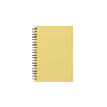 d'oro taccuino con spirale rilegatura riposo contro un' liscio isolato trasparente fondale per png