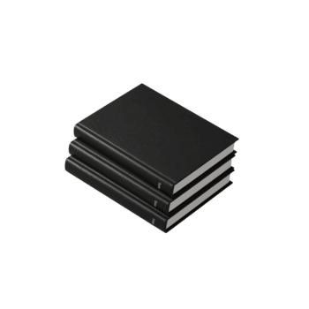 minimalista composición presentando un apilar de Tres mate cubrir libros en un presentación contexto con png