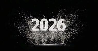 gnistrande 2026 tal explodera med fest konfetti, betecknande framtida Framgång och dynamisk början. video