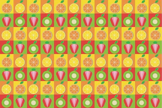 Abstract pattern of fruit with leaf on color background1. vector
