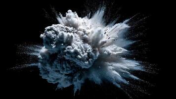 radial poeira explosão com Alto pressão explosão criando dinâmico nuvem do pó e partículas estourando exterior dentro Sombrio fundo enérgico força video