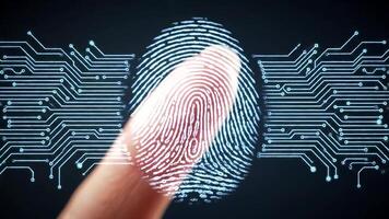 Fingerprint scan for biometric identification and security access video