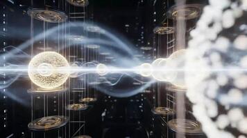 futurista resumen tecnología visualización con brillante datos corrientes video