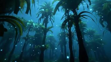 under vattnet tång skog med gnistrande ljus skapande mystisk miljö video