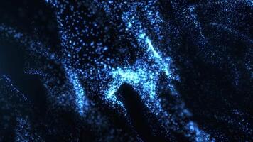 digital partikel vågor. abstrakt teknologisk bakgrund tillverkad av prickar. trogen vågig yta av rör på sig blå partiklar. stor data visualisering. sömlös looping 4k . skärmsläckare. video