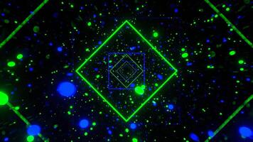 verde e azul néon partículas área fundo vj ciclo dentro 4k video