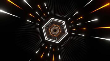 laranja e branco néon hexágono futurista túnel fundo vj ciclo dentro 4k video