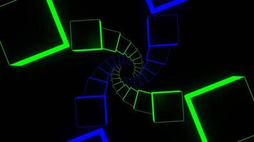azul e verde néon futurista espiral quadrados fundo vj ciclo dentro 4k video