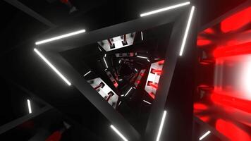 vermelho e branco néon brilhando triangular espiral fundo vj ciclo dentro 4k video
