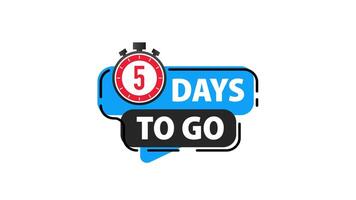 Animated Countdown Timer Shows 5 Days to Go on White and Green Screen Background video