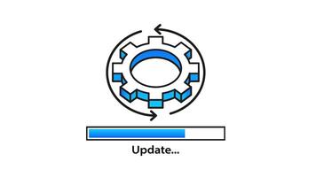 Software Update with Rotating Gear and Progress Bar on White and Green Screen video