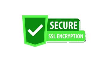 säkra ssl kryptering skydda med bock på vit och blå bakgrund video