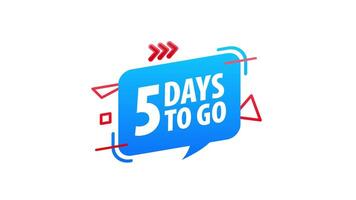 Five days to go countdown with alpha channel and white background video
