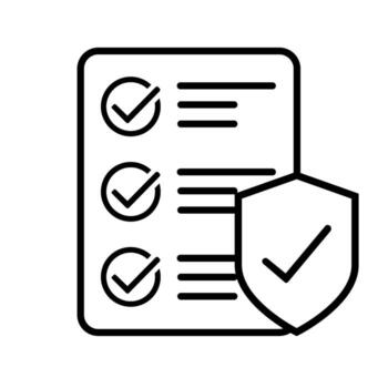 Lista de Verificación documento con proteger línea estilo icono diseño de seguridad sistema advertencia proteccion peligro web alerta y seguro tema ilustración vector