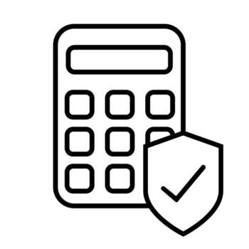 calculadora con proteger icono. contorno calculadora con proteger icono para web diseño aislado en blanco antecedentes vector