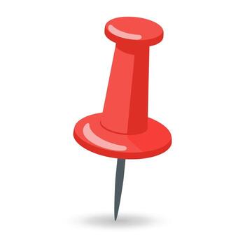 Illustration of a red push pin. Perfect for maps, locations, office supplies, presentations, and graphic design projects. Clean and modern style. vector