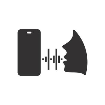 talk control for identification user icon, voice command for phone, message record, flat symbol on white background illustration vector