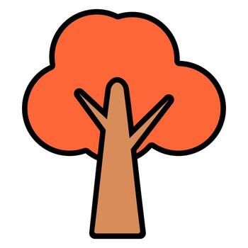 plano otoño de colores árbol icono con negro carrera diseño elemento vector