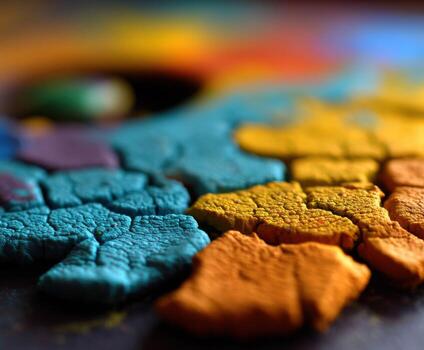 A close up of a palette of paint photo