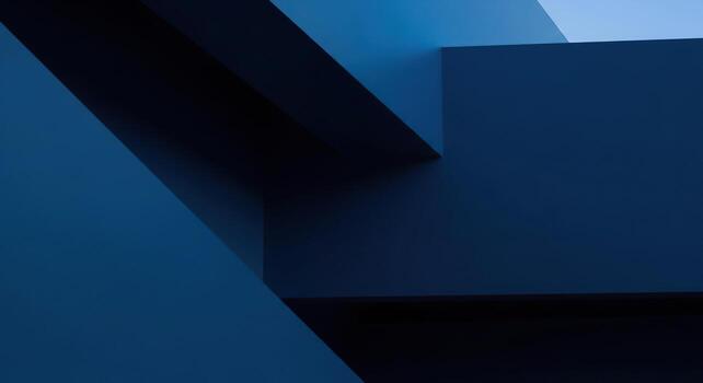 Abstract geometric modern architecture with blue tones and sharp angles photo