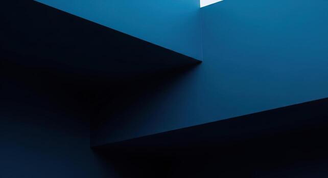 Minimalist blue architecture with geometric shapes and strong contrast photo