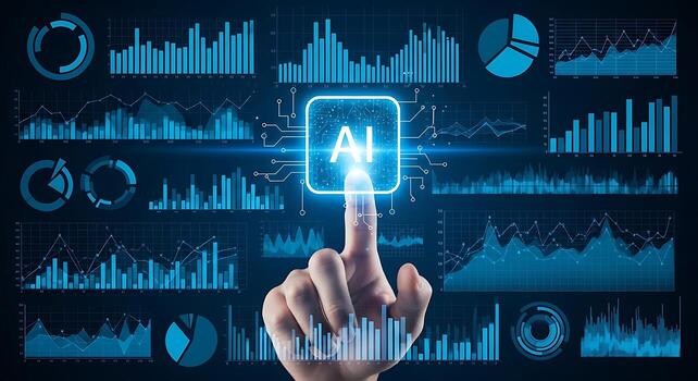 futurista ai interfaz mano Interacción digital datos analítica tecnología innovación futuro tecnología monitor ciber seguridad análisis foto