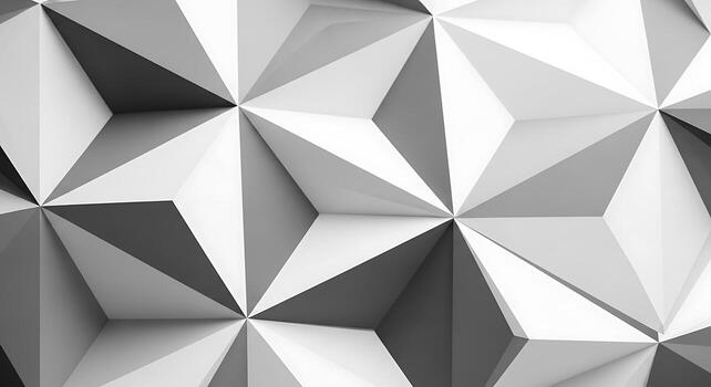 Geometric abstract pattern with polygonal facets and sharp angles in grayscale tones photo