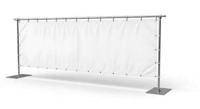 Portable event backdrop stand for photography and events with white fabric display screen photo