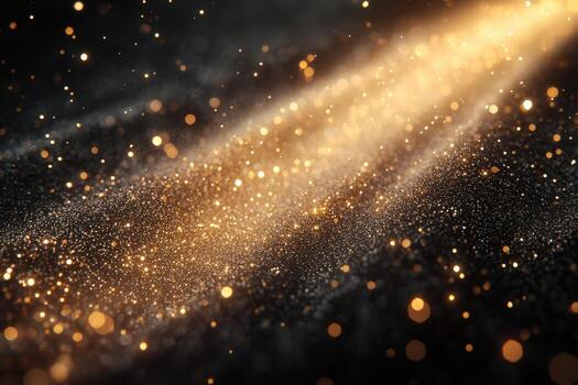 Sparkling golden particles and light streaks creating a festive and magical atmosphere photo