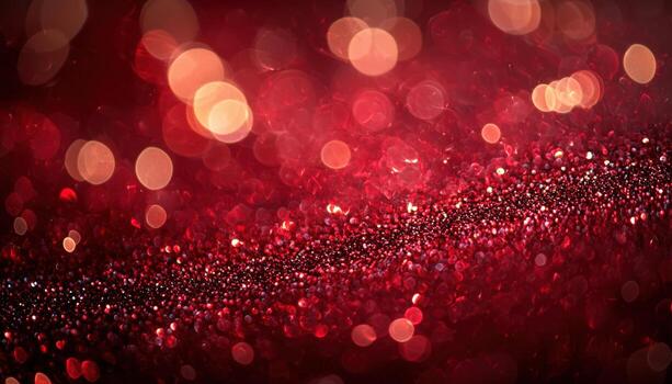 rojo espumoso bokeh antecedentes con reluciente partículas y brillante luces foto