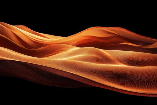 Abstract desert sand dunes with smooth, flowing curves against a black background photo