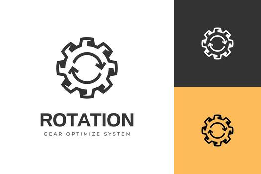 engranaje rotación logo diseño con optimizar sistema icono para automatización, sistema mejoramiento, y flujo de trabajo eficiencia vector