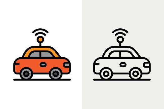Neural networks icons with Connected car technology. Suitable for automotive industry websites, social media posts, and technology-related designs. graphic vector