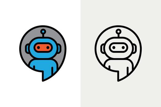 AI chatbot icons with Robotic and chat sign concept. Suitable for automotive service websites, social media posts, and technology-related designs. graphic vector