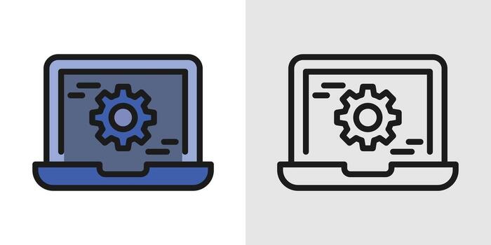 machine learning logo icons with gear and laptop for artificial intelligence, automation, and digital technology vector