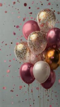 Colorful Balloons With Confetti Creating a Festive Atmosphere for a Celebration Event Indoors photo
