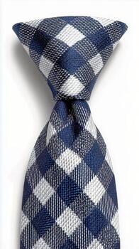 Elegant Blue and White Checkered Tie Showcasing Its Intricate Pattern and Classic Style. photo