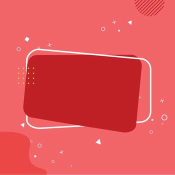 A minimalist and modern red background with subtle abstract shapes, featuring a blank, rounded-corner rectangle frame vector