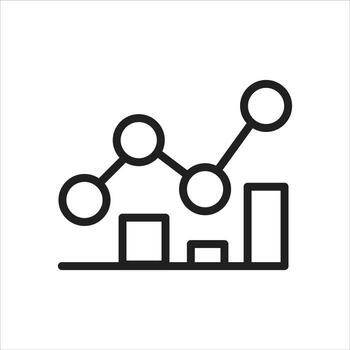 Data Analytics Trends Line Graph Icon - Minimal Black and White Design vector