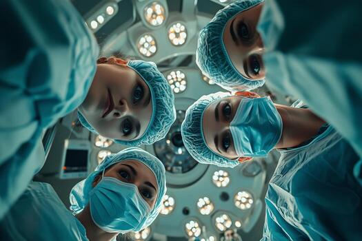 Surgeons Focused on a Patient in the Operating Room During a Crucial Procedure. photo