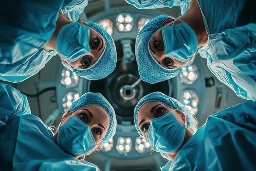 Surgeons Prepare for an Operation in a Modern Operating Room at a Hospital photo