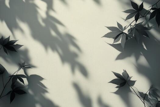 oscuridad de hojas emitir en un ligero superficie creando un artístico modelo en un sereno ambiente foto
