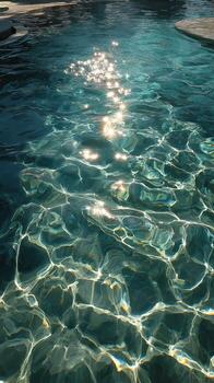 Sunlight Reflects on Crystal-Clear Water in a Tranquil Swimming Pool During Midday photo