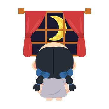 Child looking at the moon vector